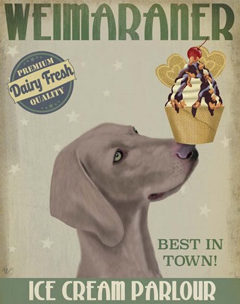 Framed Weimaraner Ice Cream Print