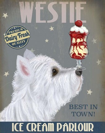 Framed Westie Ice Cream Print