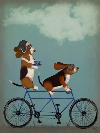 Framed Basset Hound Tandem Print