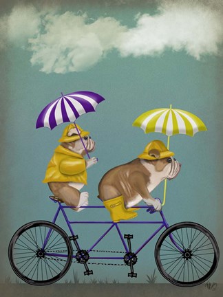 Framed English Bulldog Tandem Print
