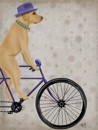 Framed Yellow Labrador on Bicycle Print