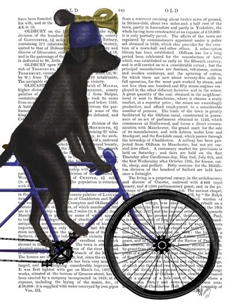 Framed Black Labrador on Bicycle Print