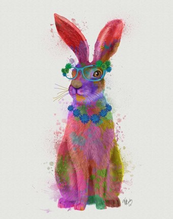 Framed Rainbow Splash Rabbit 2, Full Print