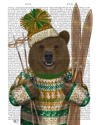 Framed Bear in Christmas Sweater Print