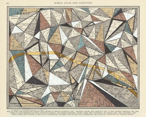 Framed Modern Map of Paris Print