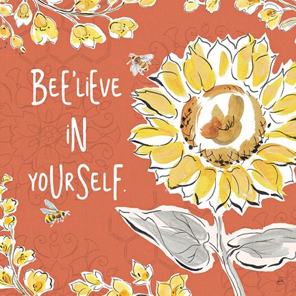 Framed Bee Happy V Spice Print