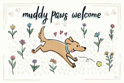 Framed Dogs in the Garden I Print