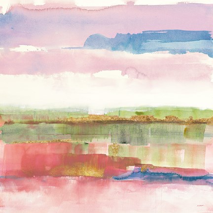 Framed Influence of Line and Color Gold Bright Print