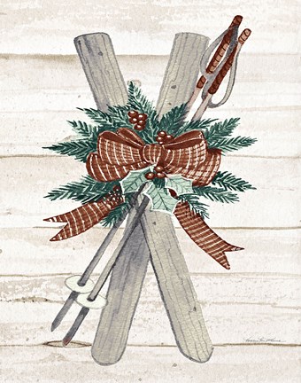 Framed Holiday Sports on Wood IV Luxe Print