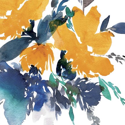 Framed Indigo Flower I Print