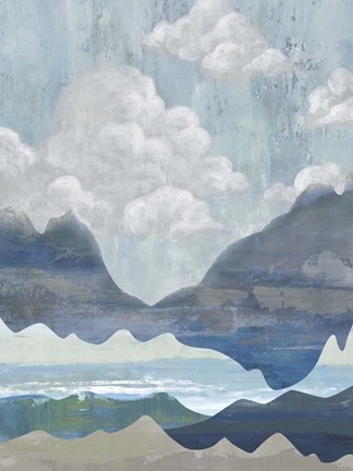 Framed Cloudy Mountains I Print