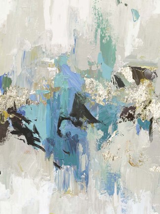 Framed Blue Silver I Print