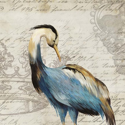 Framed Heron I Print