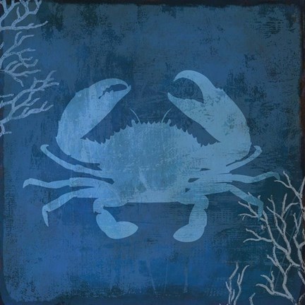 Framed Navy Sea Crab Print