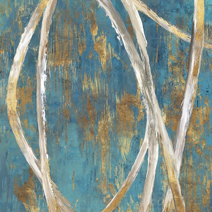 Framed Teal Abstract I Print