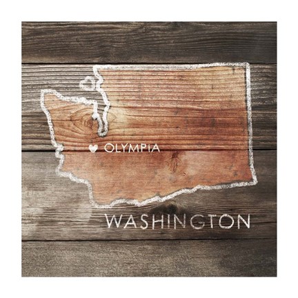 Framed Washington Rustic Map Print