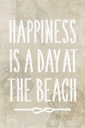 Framed Happiness is a day at the Beach Print