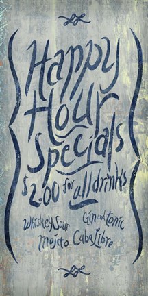 Framed Happy Hour Blue Print