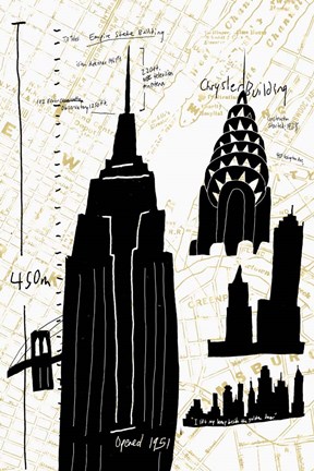 Framed NY Deco I Print