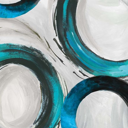 Framed Teal Ring I Print