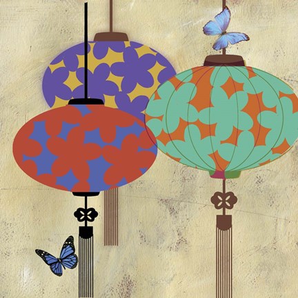 Framed Butterfly Lanterns Print