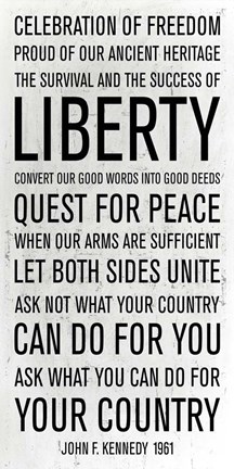 Framed JFK speech Print