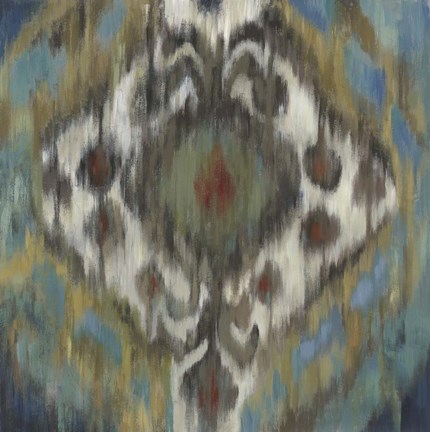 Framed Peacock Ikat Print