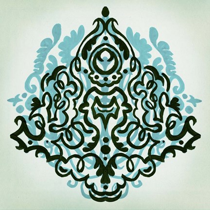 Framed Ornamental Navy Pattern II Print