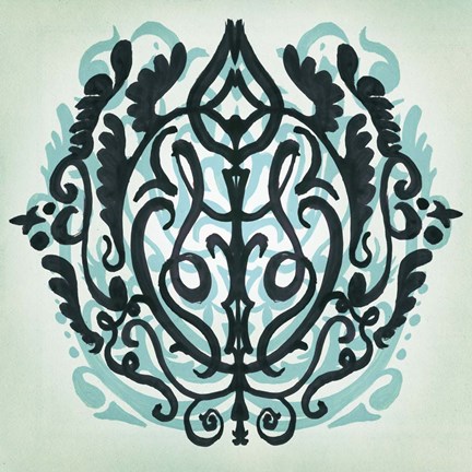 Framed Ornamental Navy Pattern III Print