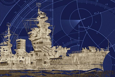 Framed Blueprint Submarine I Print