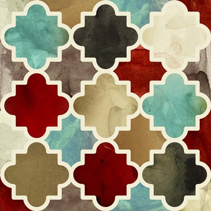 Framed Watercolour Latticework Print