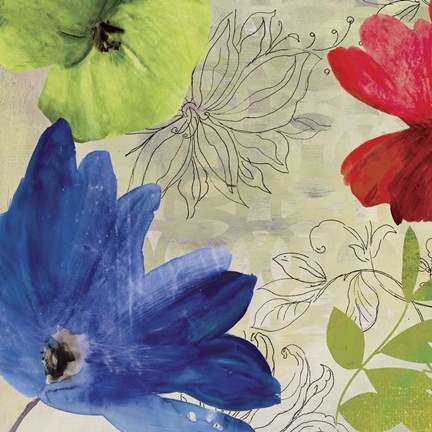 Framed Indigo Flower I Print