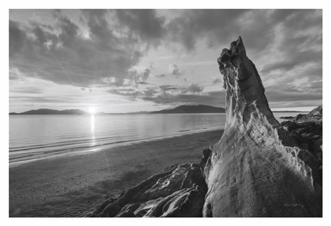 Framed Samish Bay Sunset I BW with border Print