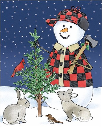 Framed Lodge Snowmen IV Print