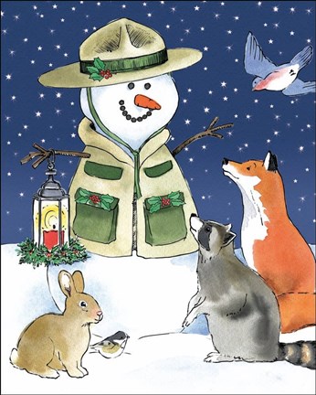 Framed Lodge Snowmen III Print