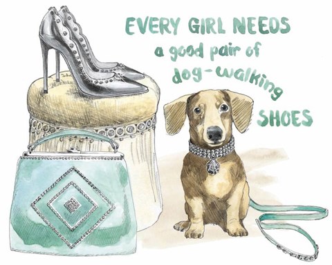 Framed Glamour Pups V Print