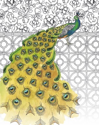 Framed Garden Peacocks I Print