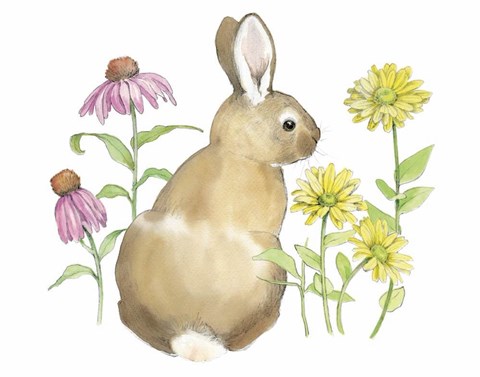 Framed Wildflower Bunnies I Print