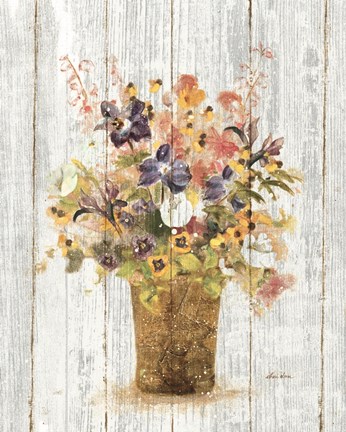 Framed Wild Flowers in Vase II on Barn Board Print