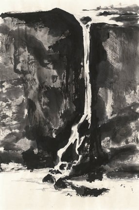 Framed Sumi Waterfall View II Print