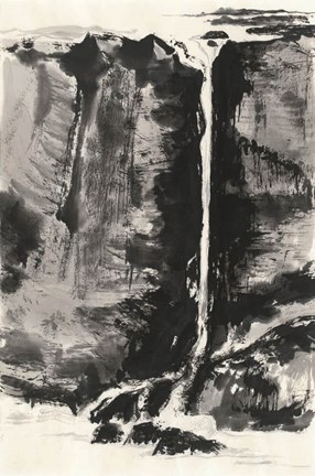 Framed Sumi Waterfall View III Print