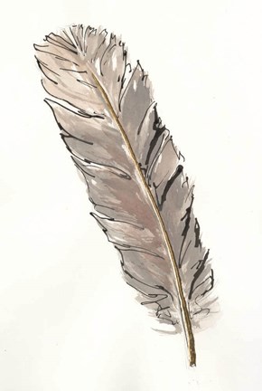 Framed Gold Feathers V Print