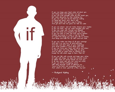 If by Rudyard Kipling - Man Silhouette Red Fine Art Print by Quote ...