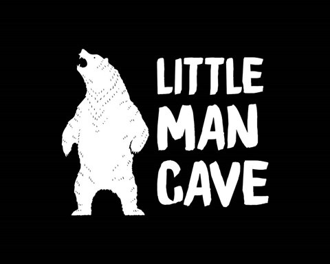 Framed Little Man Cave Standing Bear Black Print