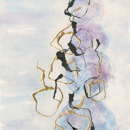 Framed Abstract Lines on Pastel I Print