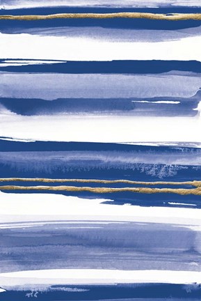 Framed Gilded Grey IV Indigo and White Print