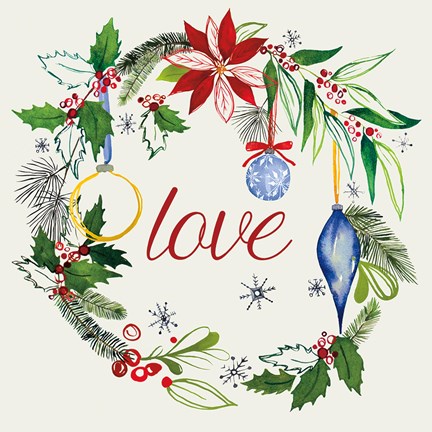 Framed Watercolor Christmas V Print