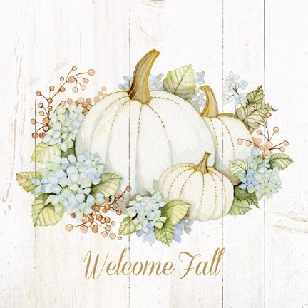 Framed Autumn Elegance I Gold Welcome Fall Print