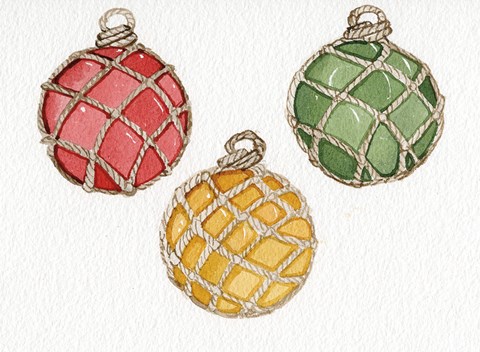 Framed Coastal Holiday Ornament VIII Print