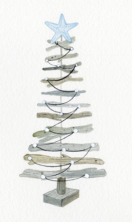Framed Coastal Holiday Tree III Print